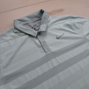 Nike Golf Zonal Cooling Polo Shirt Mens Medium Blue Stripe Golf Performance